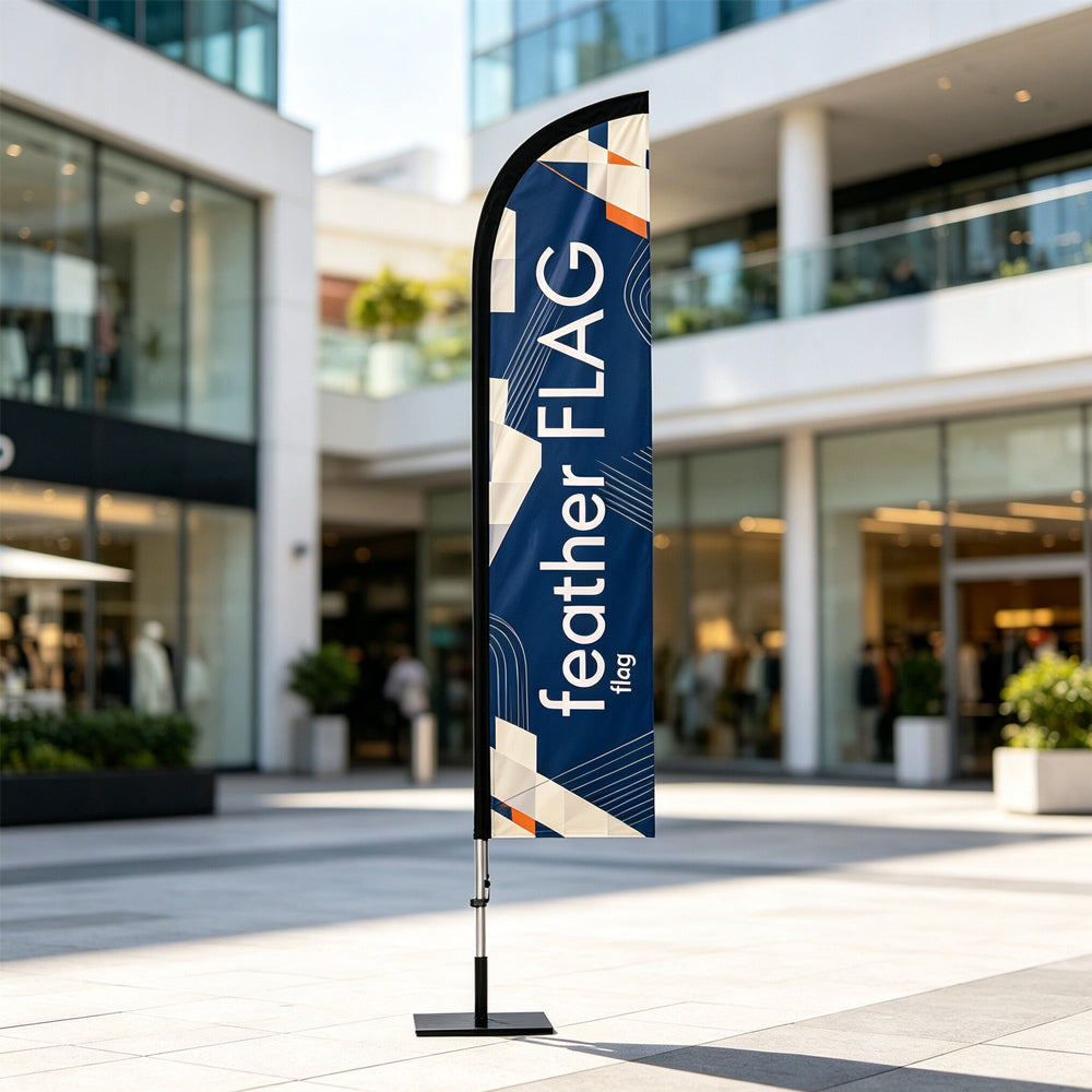 Full Color Printed Beach Feather Flag Complete Kit with Pole, Ground Spike and Base Option