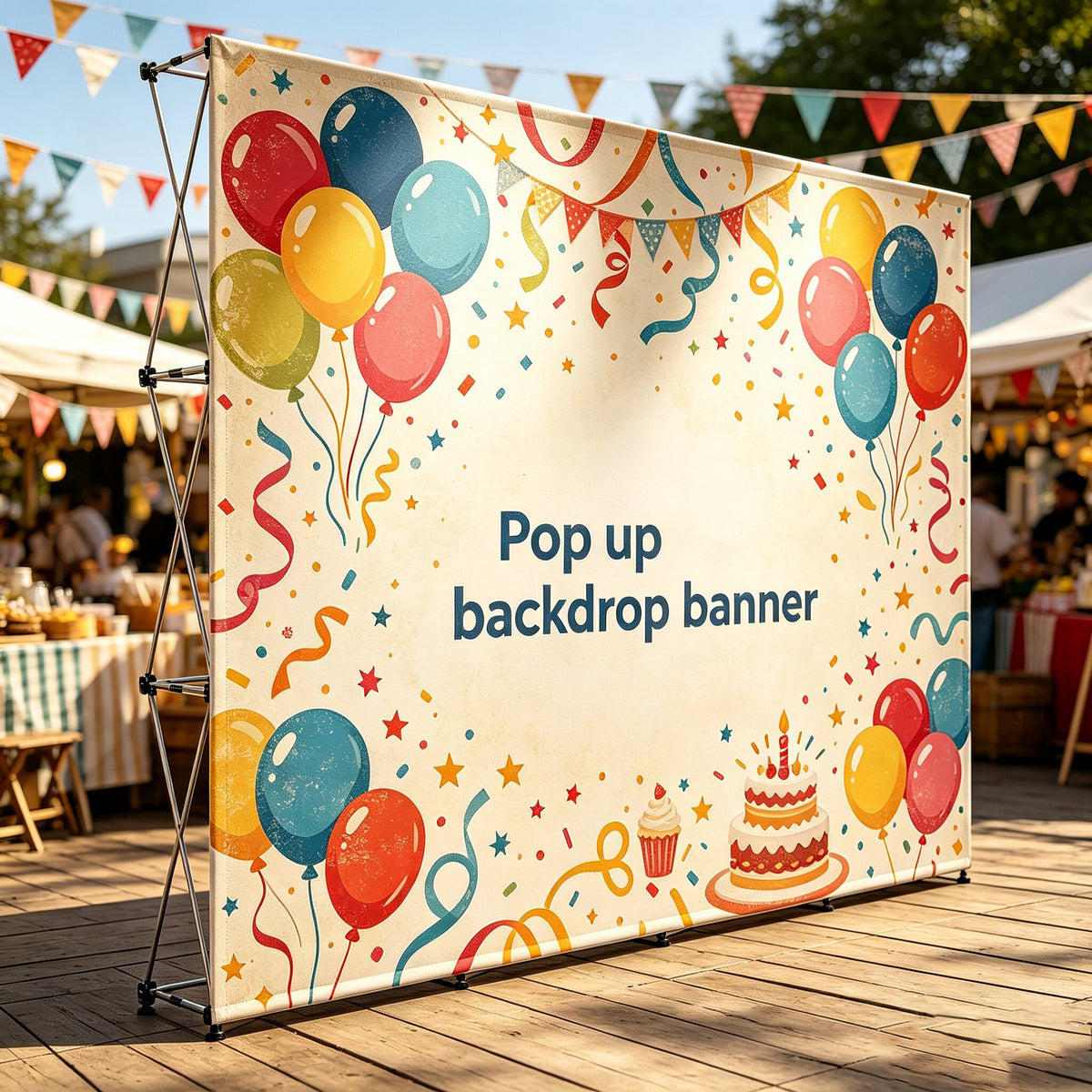 Foldable Polyester Pop Up Backdrop Banner for Corporate Photo Booth Events