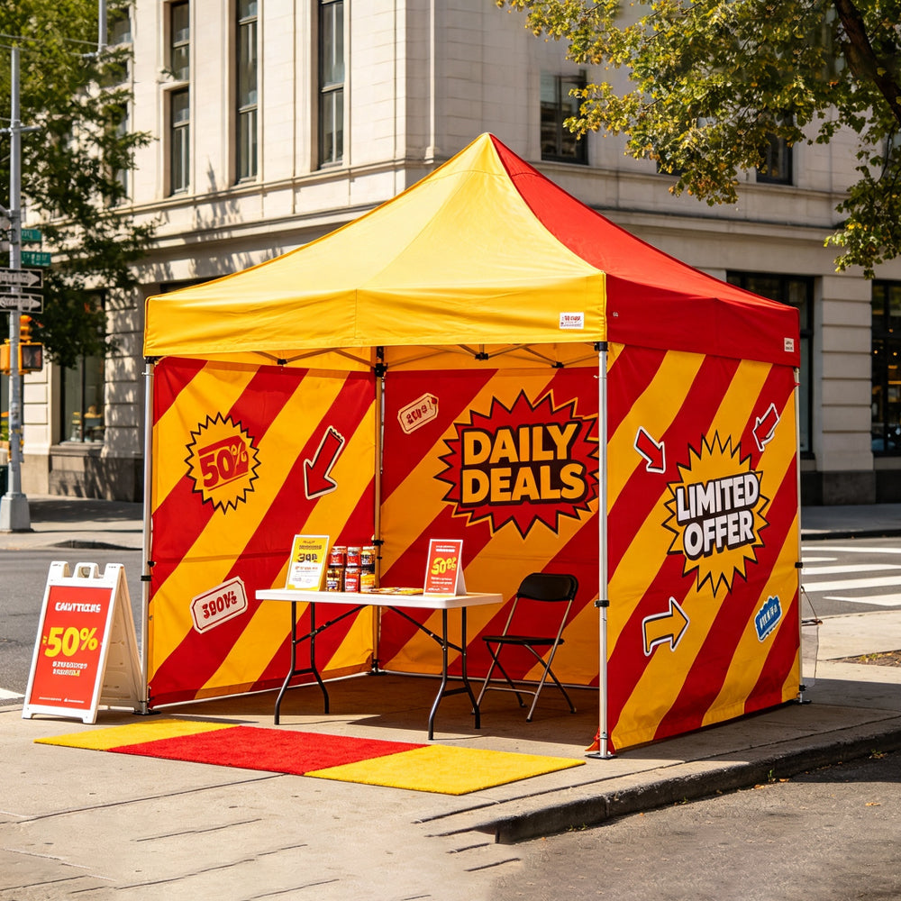 Heavy Duty Advertising Tent with Custom Brand Print, Portable Pop Up Canopy Tent, Waterproof Sun Shade Booth Tent for Outdoor Events