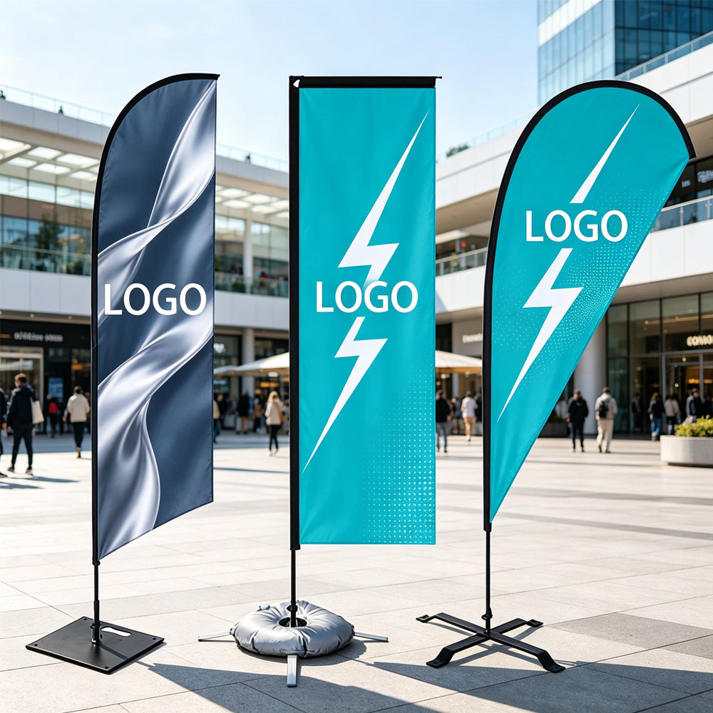 Outdoor Custom Logo Feather Swooper Beach Flag, Promotional Banner for Grand Opening, Festival and Sports Event