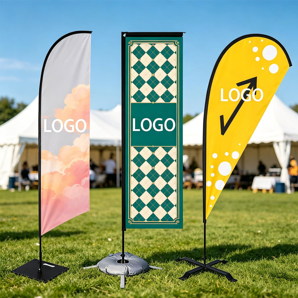 Custom Swooper Feather Beach Flag, Outdoor Business Advertising Banner with Pole Set