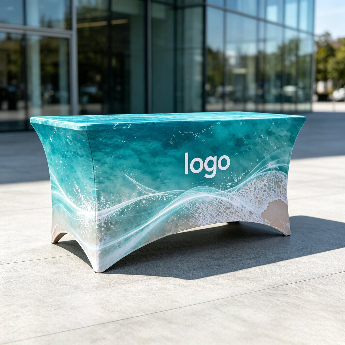 Custom Printed Elastic Tablecloth, Stretch Fitted Table Cover for 4ft 6ft 8ft Trade Show Tables, Brand Logo Printed Table Cloth for Exhibition & Events