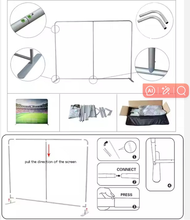 Custom Fast Acting Pop up Fabric  Stands for Trade Shows Exhibition Backdrop Display Banners