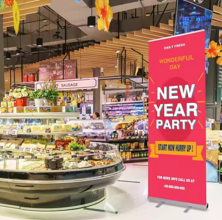 Custom Roll up Banner High Quality PVC Material Vertical Advertising Banner Stand Retractable Portable Indoor