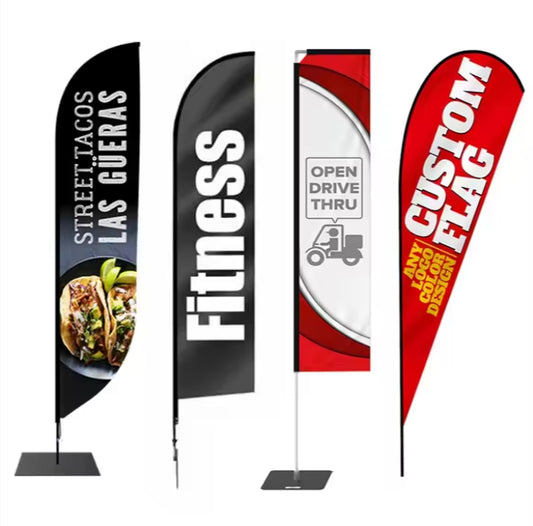 Customized Outdoor Advertising Flag Banner with Fiberglass Pole Kit Feather Flag for Business
