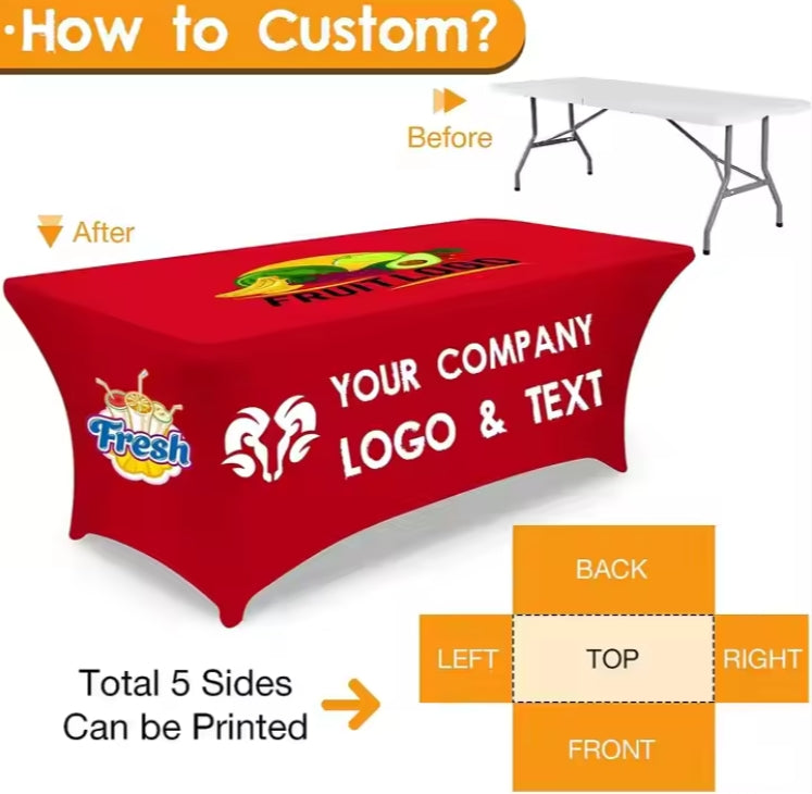 Wholesale Cheap Waterproof Spandex Fabric Stretch Custom Table Cloth with logo for Business Advertising Tradeshow Events
