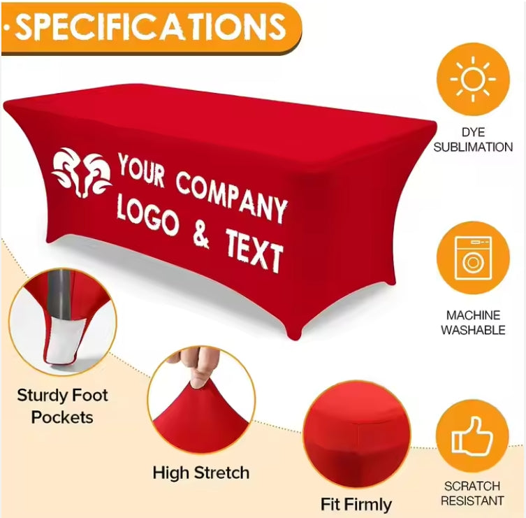 Wholesale Cheap Waterproof Spandex Fabric Stretch Custom Table Cloth with logo for Business Advertising Tradeshow Events
