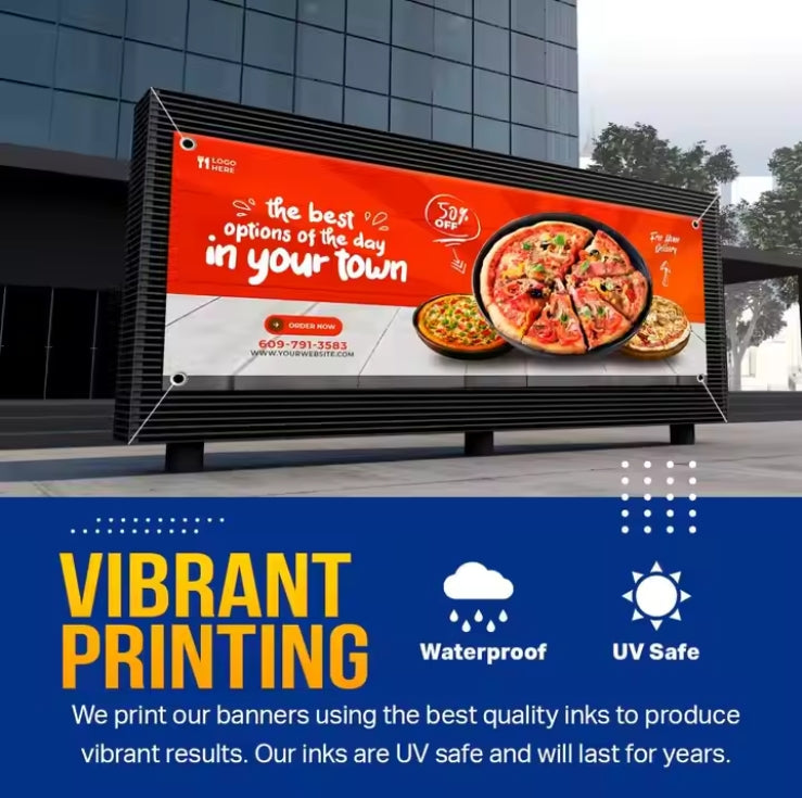 Custom 13OZ PVC Vinyl Banner Indoor Outdoor Advertising Personalized Customizable with Hanging Poster for Events Retail Birthday