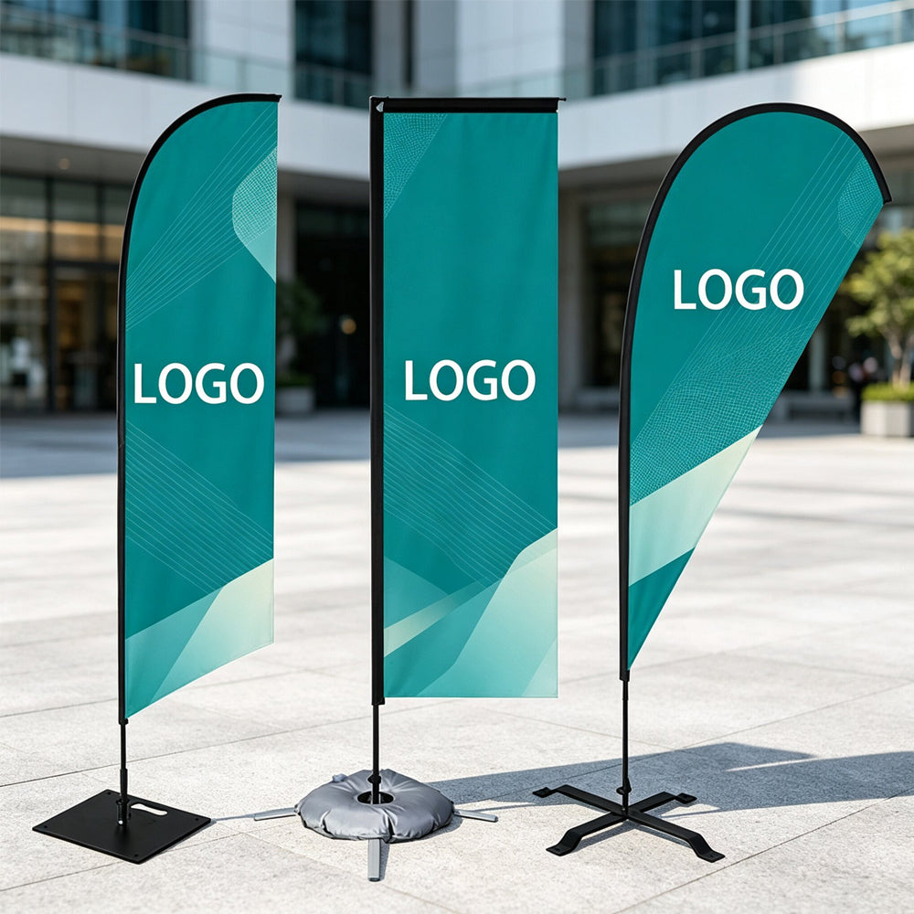 Custom Swooper Feather Beach Flag, Business Promotion Banner with Aluminum Pole and Base Options