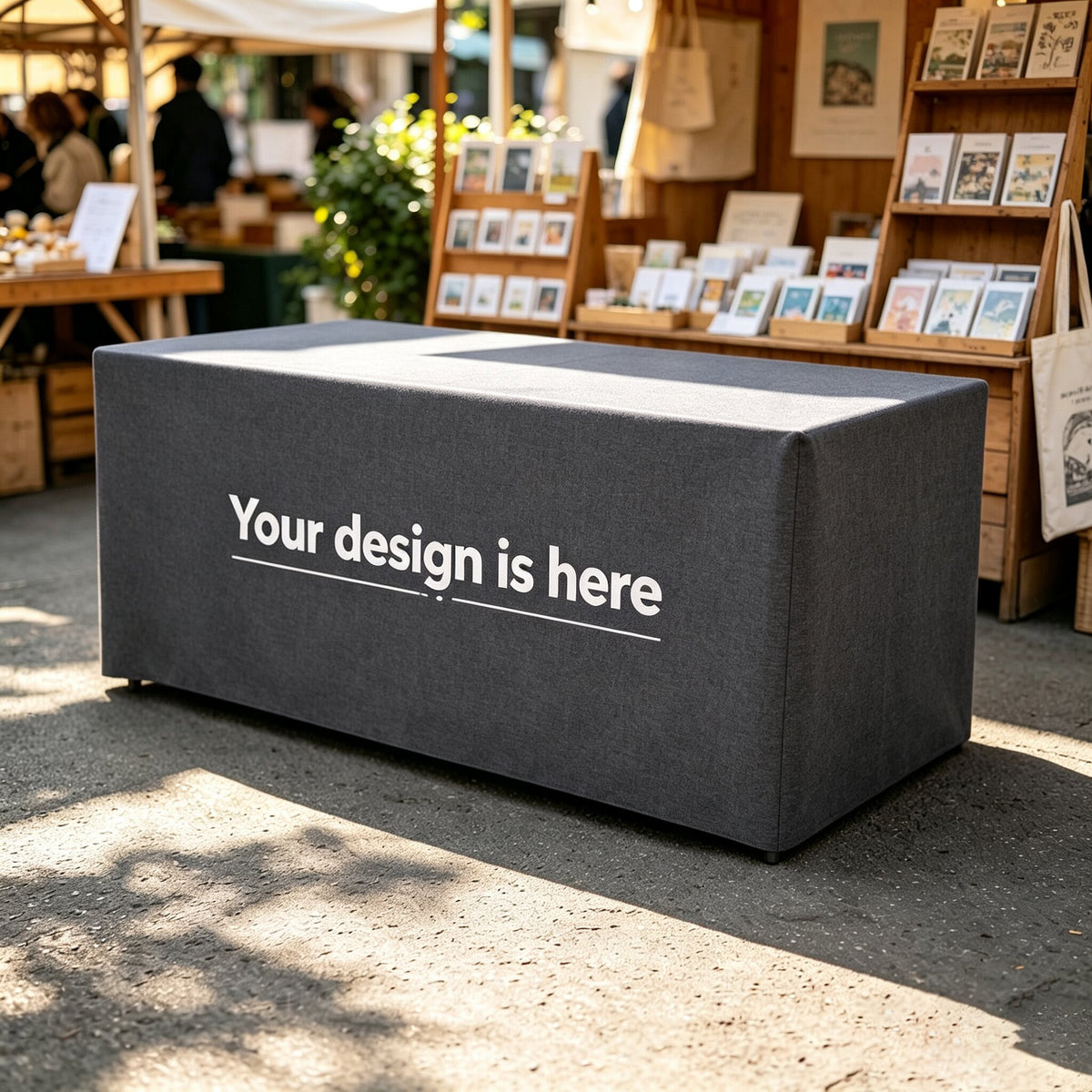 Fitted Type Spandex Table Cloth, Full Color Dye Sublimation Custom Fitted Table Cover for Trade Show Booth, Vendor Market & Promotional Activities