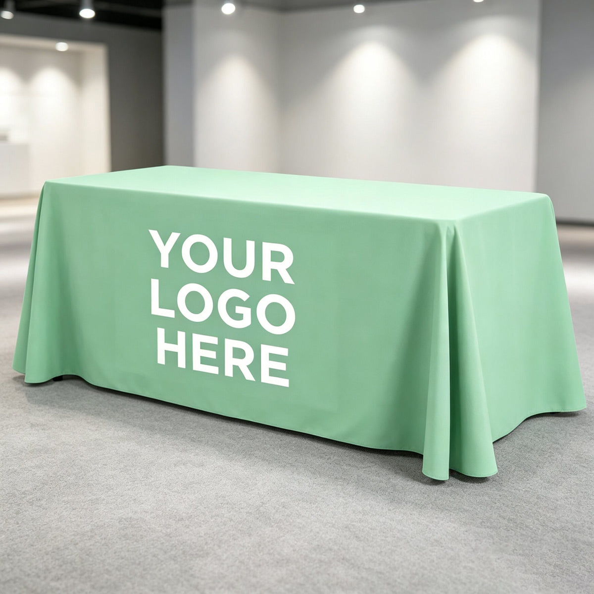 Loose Polyester Tablecloth, Full Color Dye Sublimation Custom Draped Table Cover for Trade Show Booth, Vendor Market & Promotional Activities