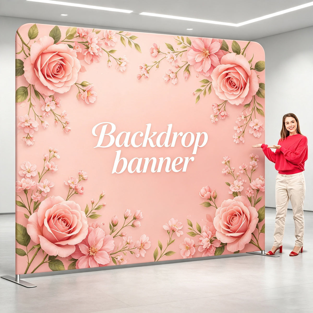 Polyester Backdrop Banner, Full Color Dye Sublimation Custom Step and Repeat Backdrop for Exhibition, Party and Promotional Activities