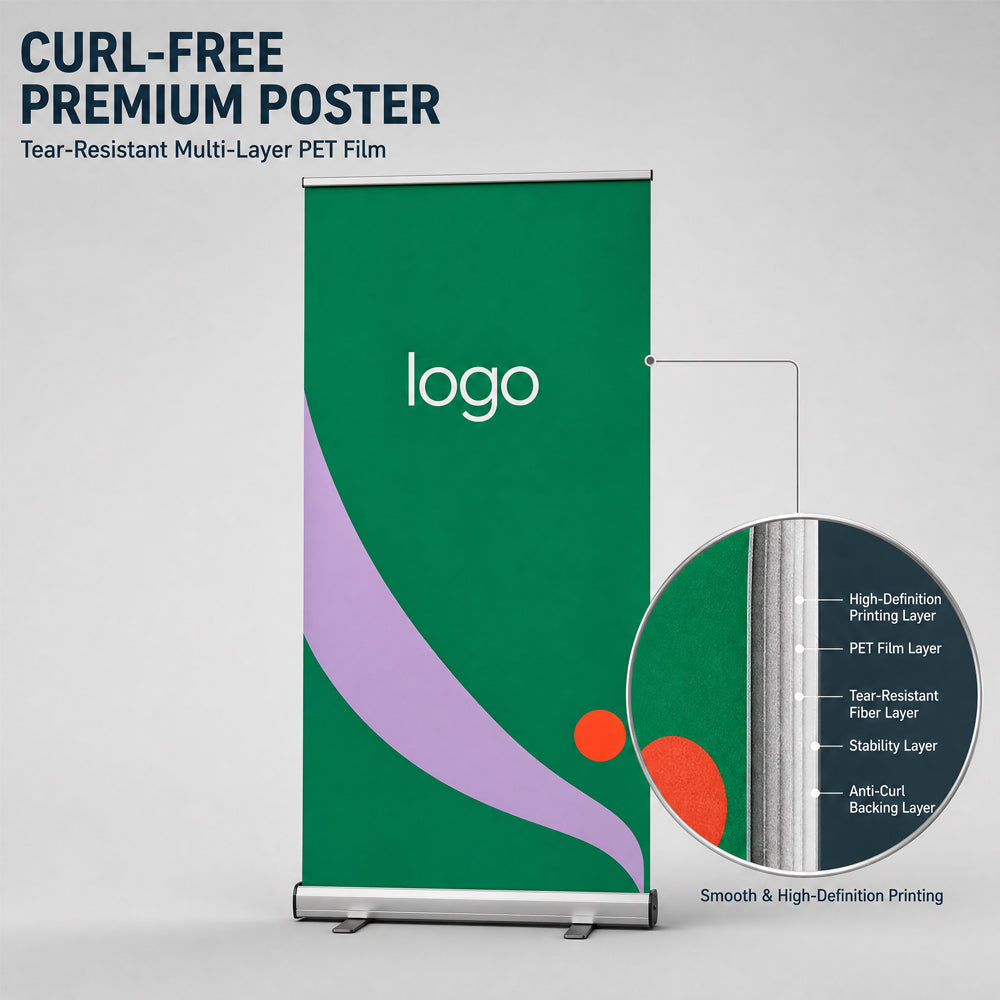 Foldable Roll-up Banner Stand, Custom Graphic Pull Up Banner for Trade Show Booth & Corporate Promotion