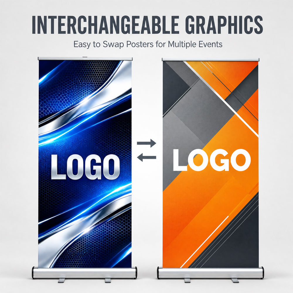 Portable Roll-up Banner Stand with Full Color Custom Graphic, Lightweight Retractable Banner for Exhibition Booth