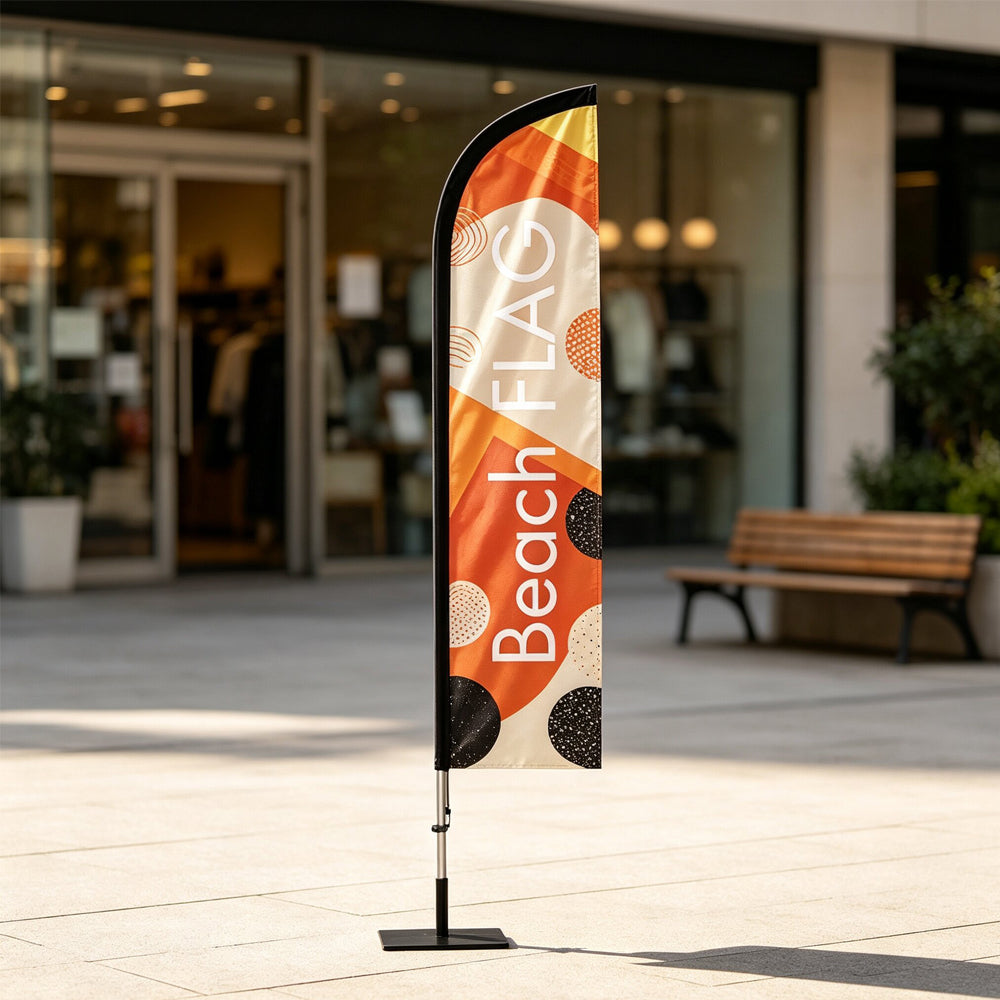 Feather Beach Flag with Pole Kit, Custom Logo Outdoor Advertising Flag for Trade Show