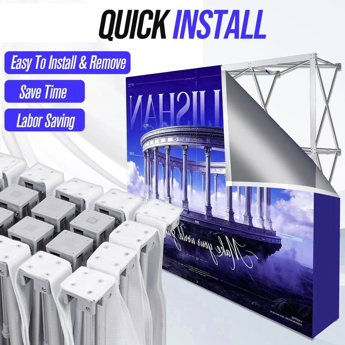 Custom Sublimation Pop Up Step and Repeat Backdrop Banner for Trade Show Booth