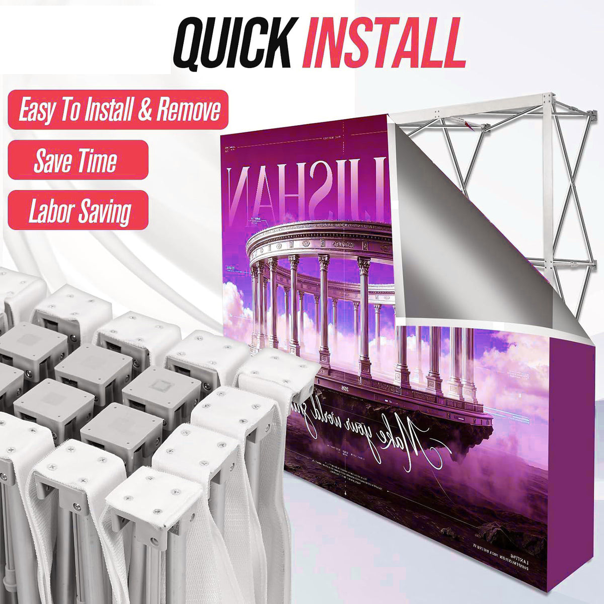 Custom Printed Pop Up Backdrop Banner, Portable Popup Step and Repeat Photo Backdrop for Trade Show Booth, Corporate Events, Custom Logo Printed Background Banner
