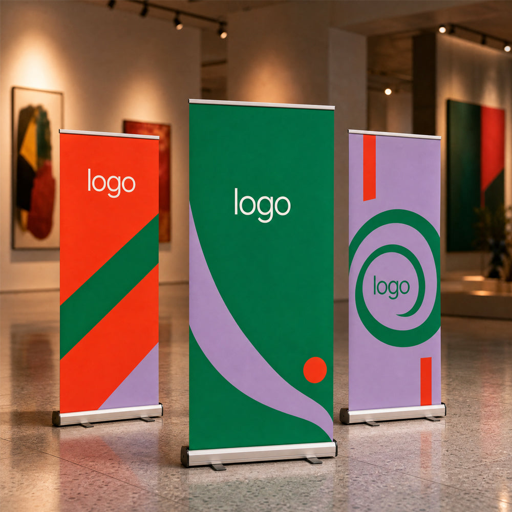 Foldable Roll-up Banner Stand, Custom Graphic Pull Up Banner for Trade Show Booth & Corporate Promotion