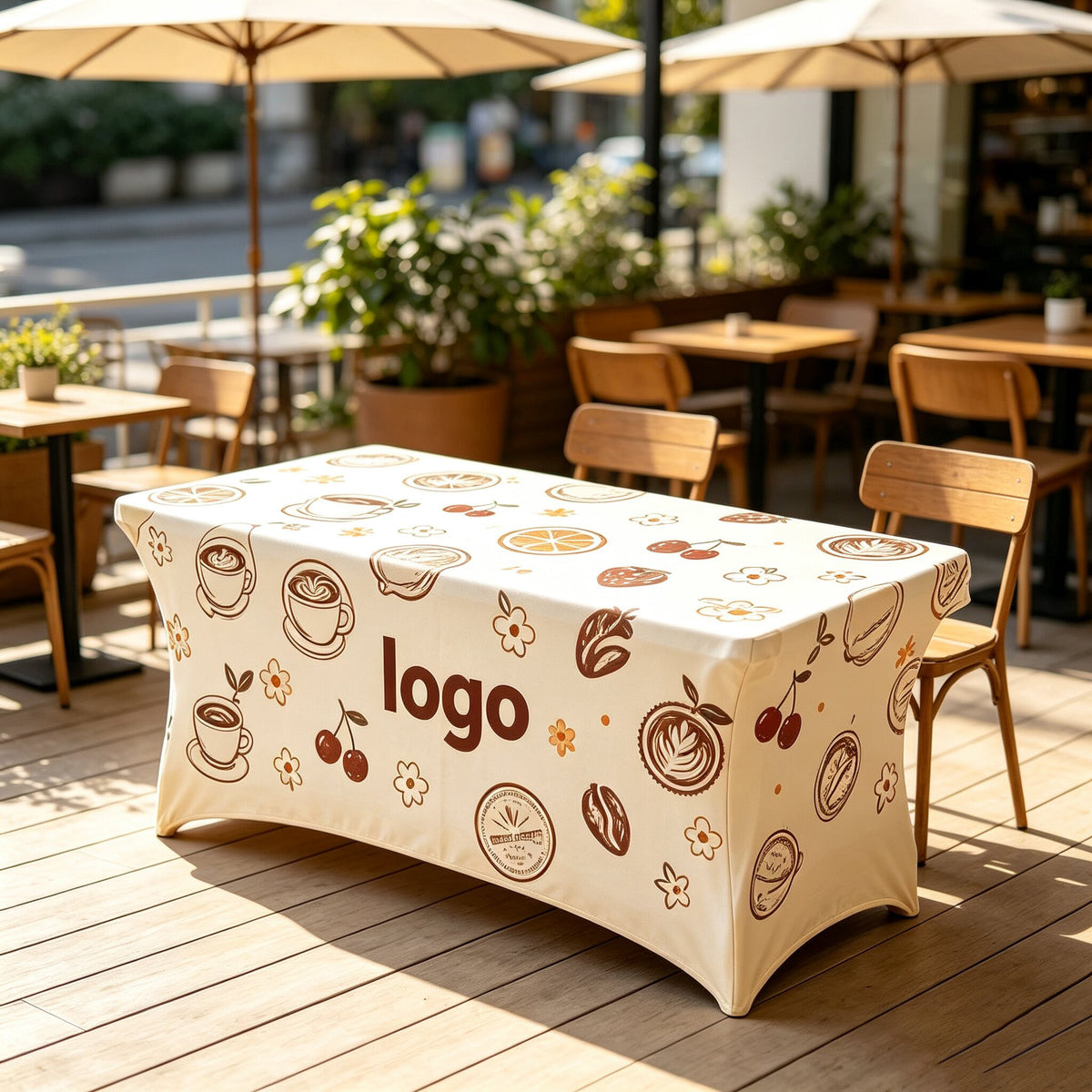 Custom Elastic Table Cover, Stretch Spandex Tablecloth with Logo Printing for Trade Show Booth, Sports Events & Vendor Market