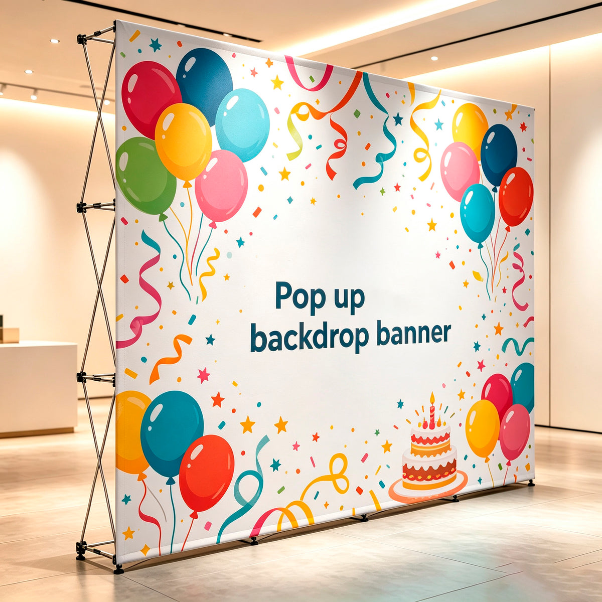 Custom Step and Repeat Pop Up Backdrop Banner, Foldable Pop-up Photo Background with Logo Printing for Trade Show, Wedding, Birthday & Corporate Events