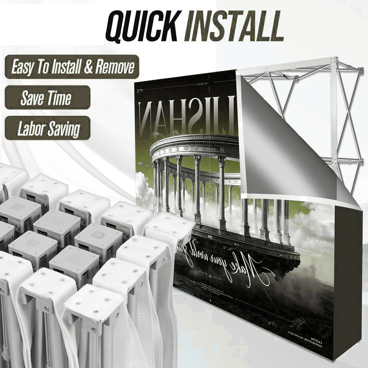 Foldable Polyester Pop Up Backdrop Banner for Corporate Photo Booth Events