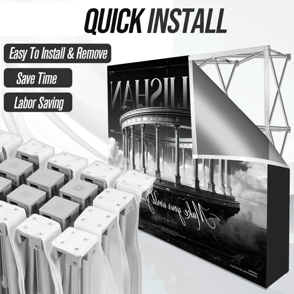 Wrinkle Free Pop Up Backdrop Banner, Custom Sublimation Printed Popup Step and Repeat Backdrop for Exhibition Booth Promotion