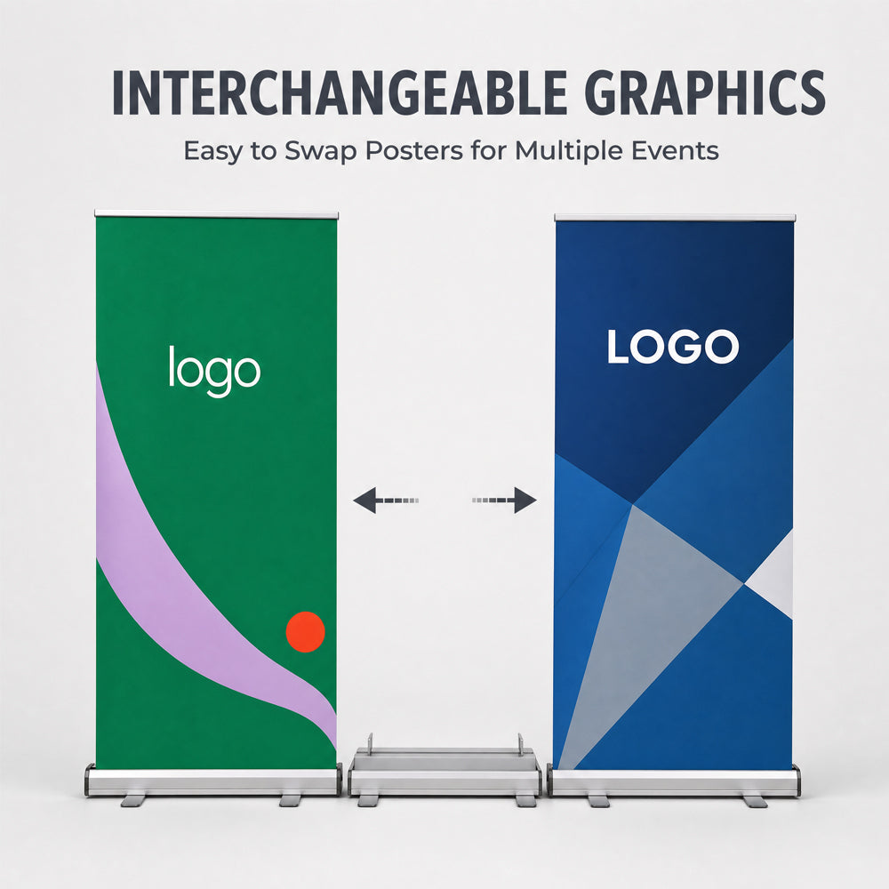 Foldable Roll-up Banner Stand, Custom Graphic Pull Up Banner for Trade Show Booth & Corporate Promotion