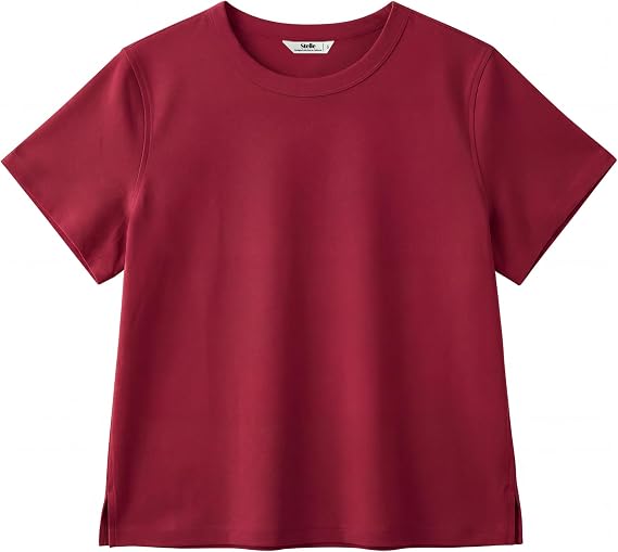 Ladies Basic Solid T-Shirt, Lightweight Short Sleeve Crewneck Top, Fashion Simple Tees for Women
