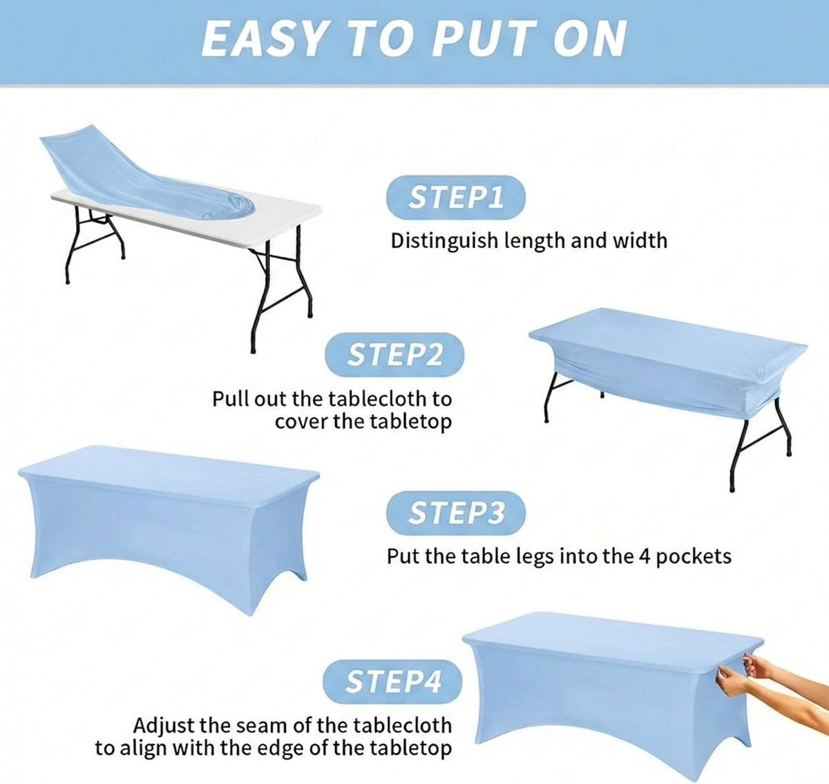 Custom Printed Elastic Tablecloth, Stretch Fitted Table Cover for 4ft 6ft 8ft Trade Show Tables, Brand Logo Printed Table Cloth for Exhibition & Events