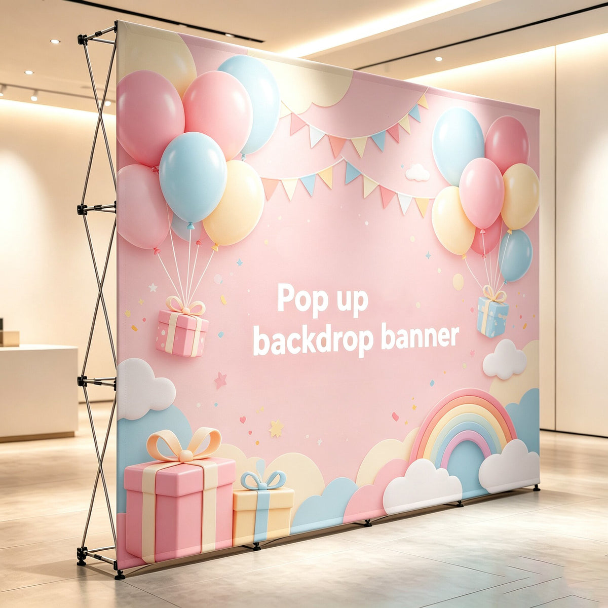 Custom Logo Pop Up Backdrop Banner for Trade Show and Corporate Events