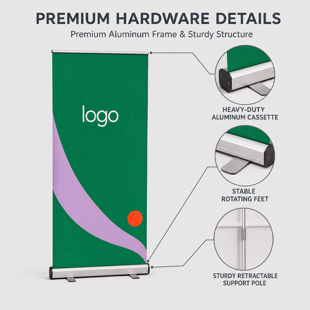 Foldable Roll-up Banner Stand, Custom Graphic Pull Up Banner for Trade Show Booth & Corporate Promotion