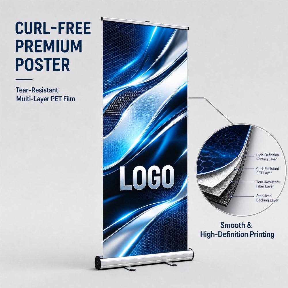 Heavy Duty Roll-up Banner Stand, Custom Retractable Pull Up Banner for Outdoor Indoor Marketing Display