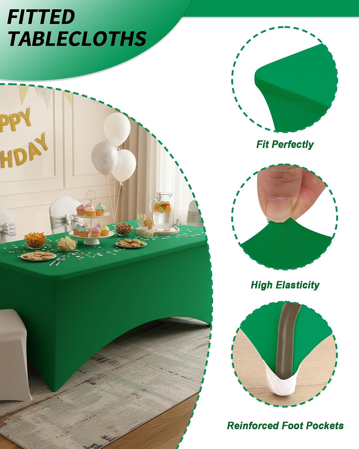 Custom Logo Elastic Stretch Tablecloth for 4ft 6ft 8ft Trade Show Tables