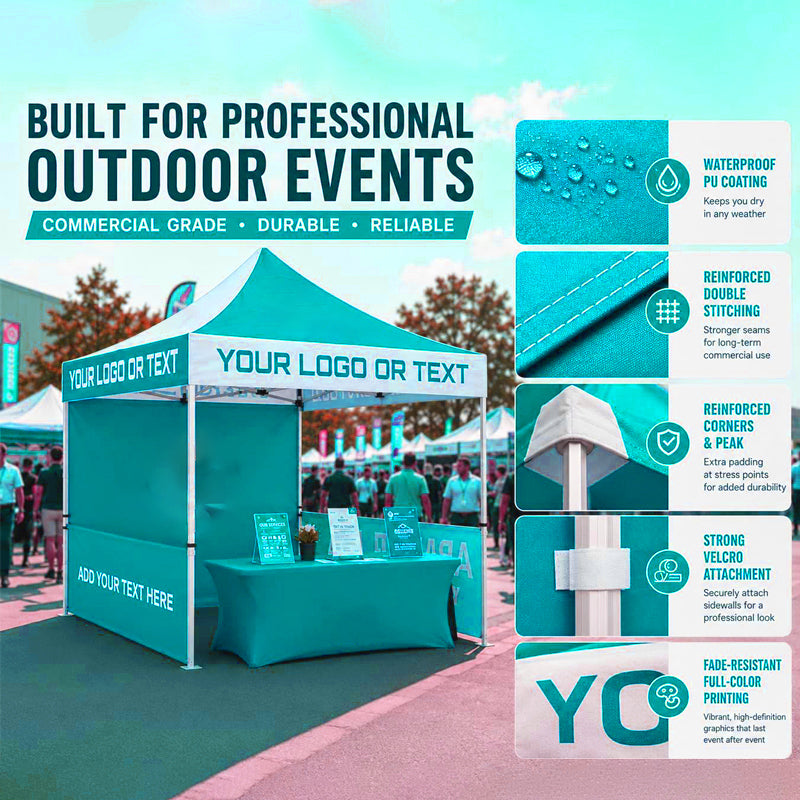 Custom Printed Advertising Canopy Tent, Aluminum Frame Pop Up Tent, UV Protection Outdoor Event Tent for Business Marketing & Farmers Market