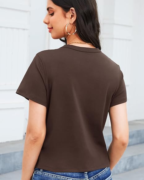 Women Summer Short Sleeve T Shirt, Slim Fit Soft Crew Neck Tee, Casual Daily Basic Tops for Ladies