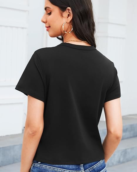 Women Classic Fit Crew Neck T Shirt, Soft Breathable Cotton Short Sleeve Casual Tee for Daily Wear