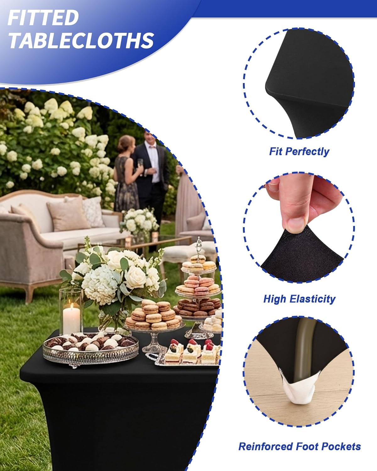 Elastic Fitted Table Cover | Custom Printed Spandex Tablecloth for Events