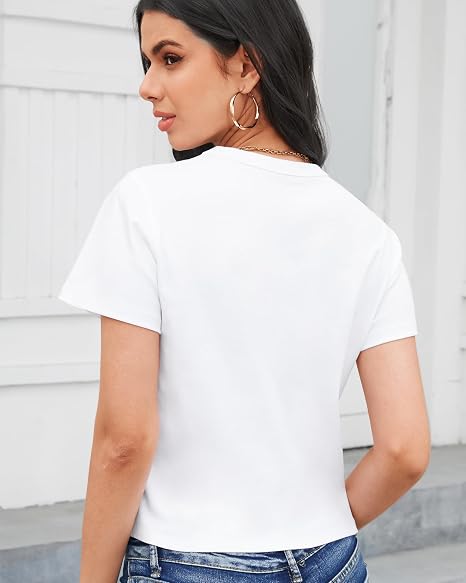 Women's Casual Short Sleeve T-Shirt, Basic Solid Color Crew Neck Soft Tee, Everyday Summer Tops for Ladies