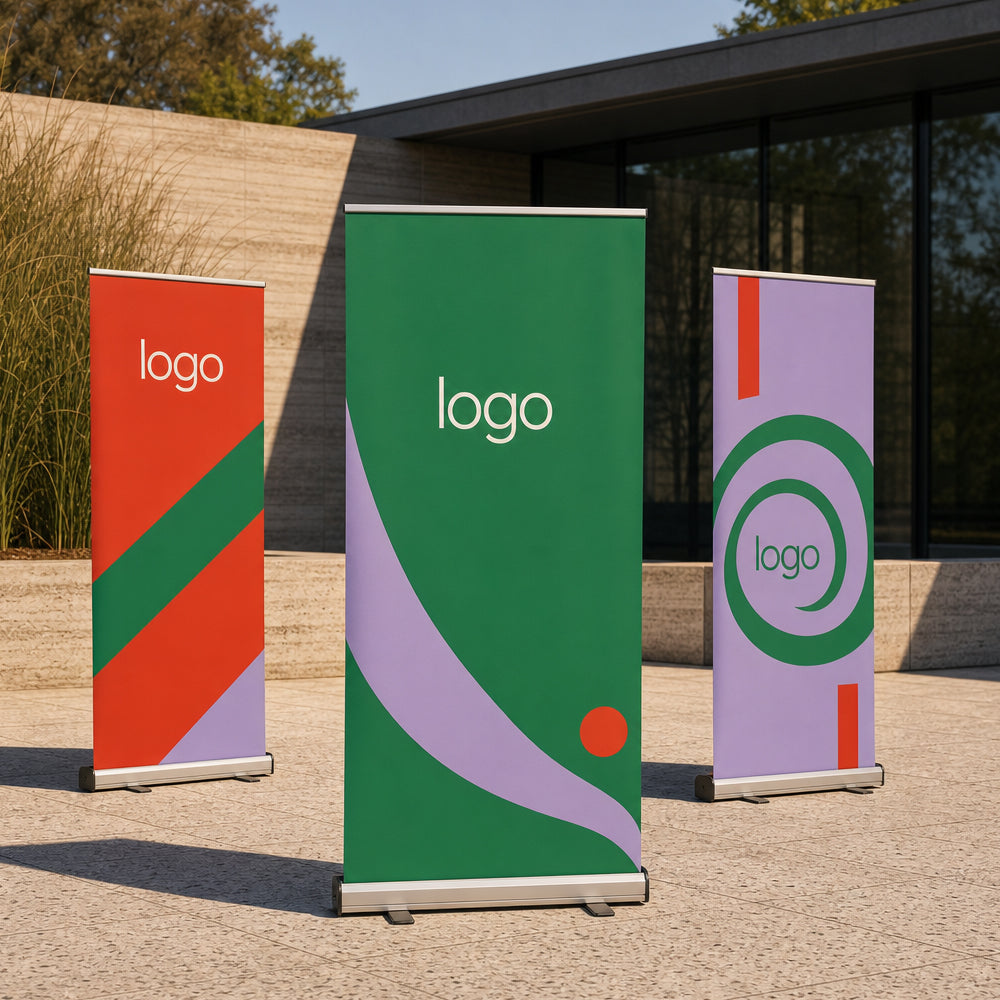 Foldable Roll-up Banner Stand, Custom Graphic Pull Up Banner for Trade Show Booth & Corporate Promotion