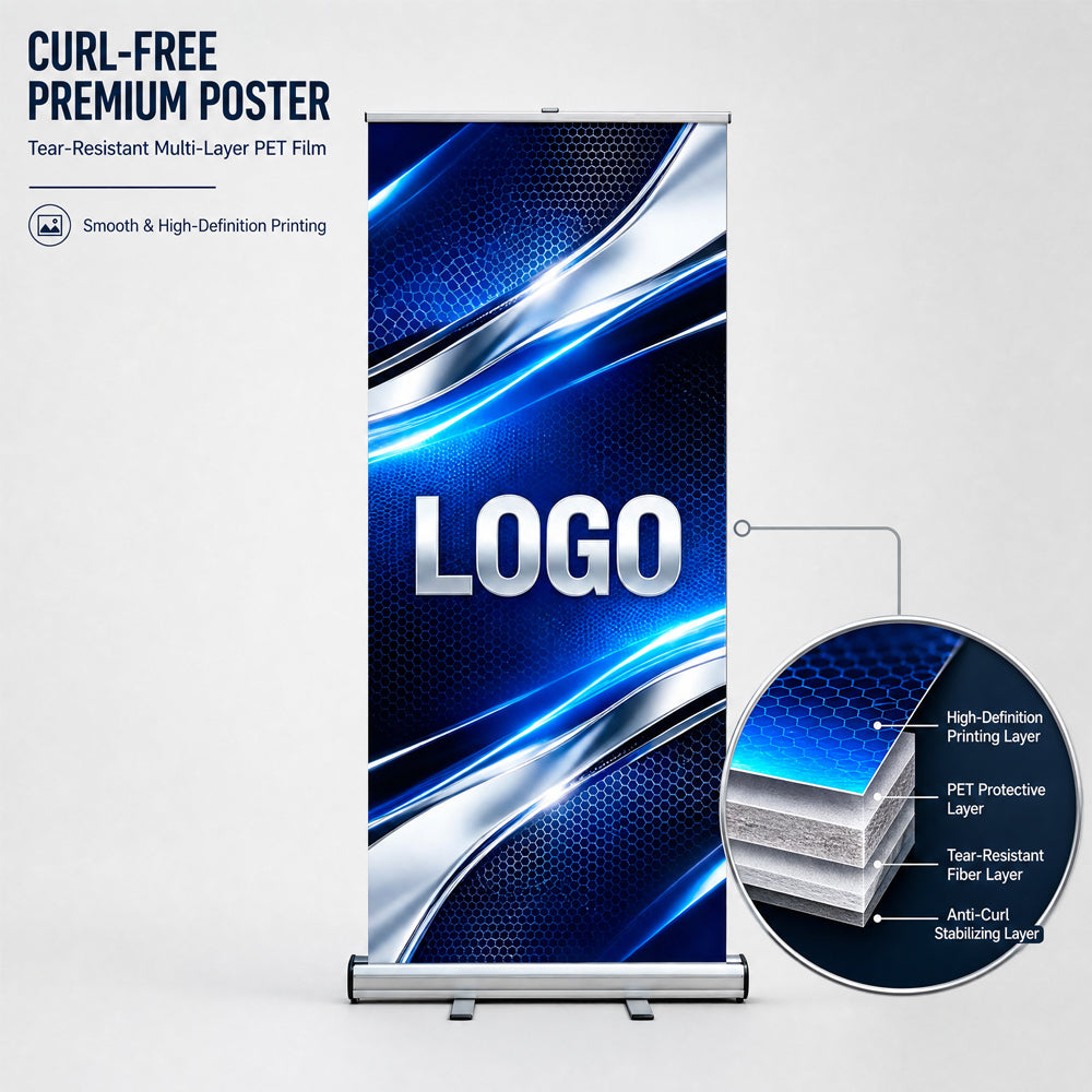 Portable Roll-up Banner Stand with Full Color Custom Graphic, Lightweight Retractable Banner for Exhibition Booth