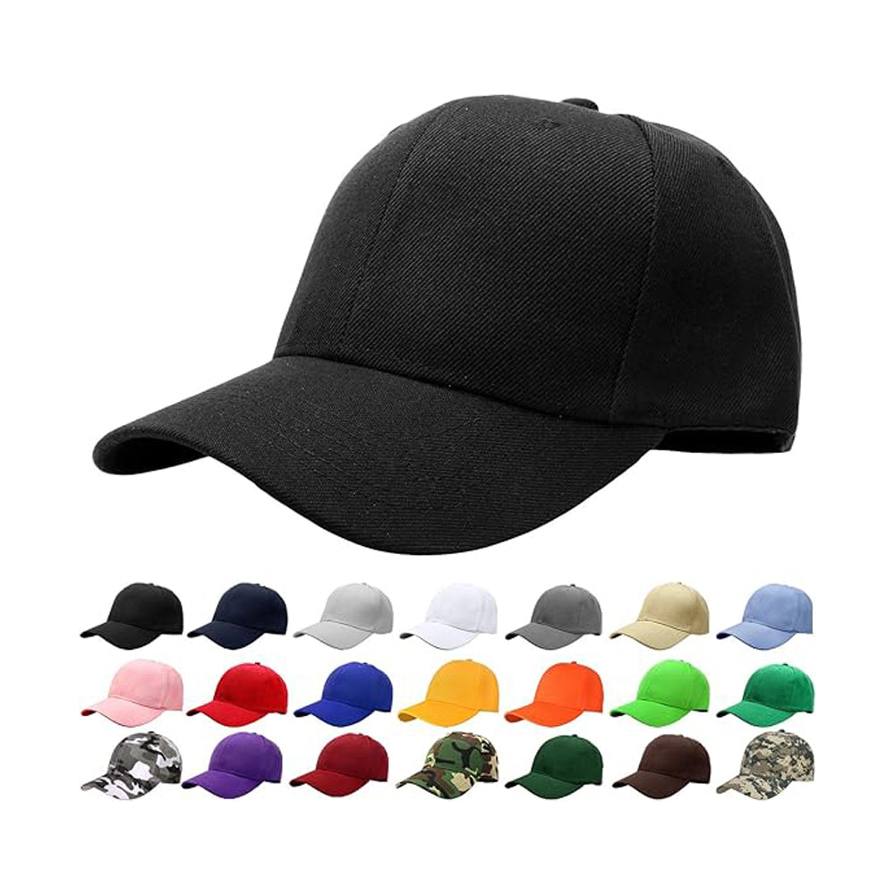 Classic Solid Color Baseball Cap, Adjustable Unisex Cotton Dad Hat, Plain Blank Curved Brim Trucker Hat for Daily Outdoor