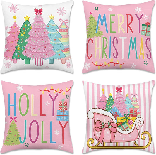 18x18 inch Solid Linen Pillow Cover, Square Decorative Throw Cushion Case, Zippered Pillow Cover for Couch