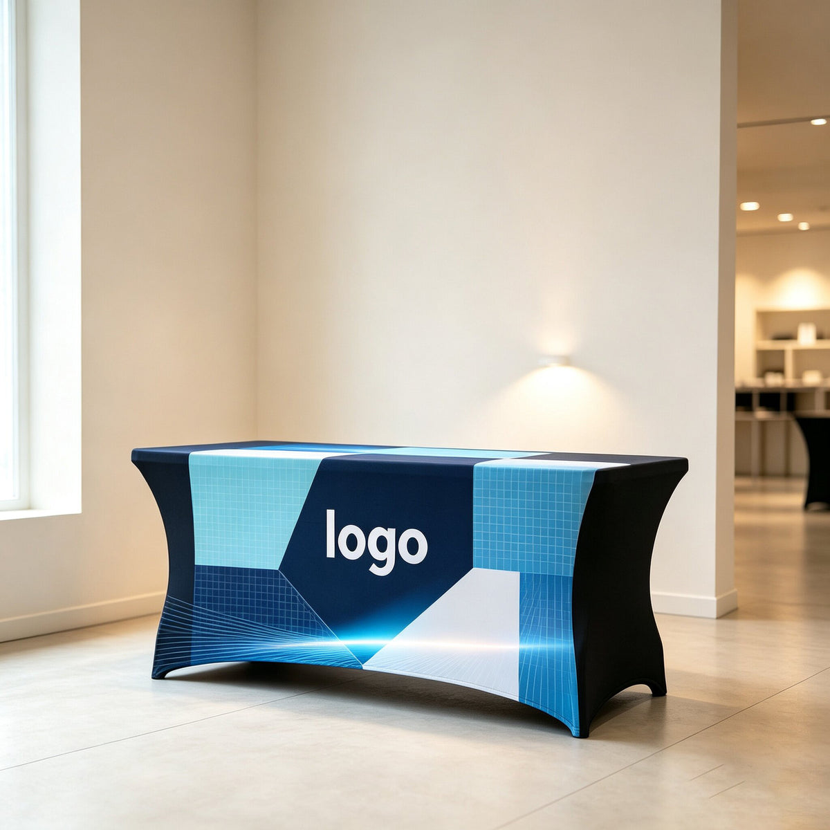 Custom Sublimation Elastic Tablecloth for Trade Show Booth