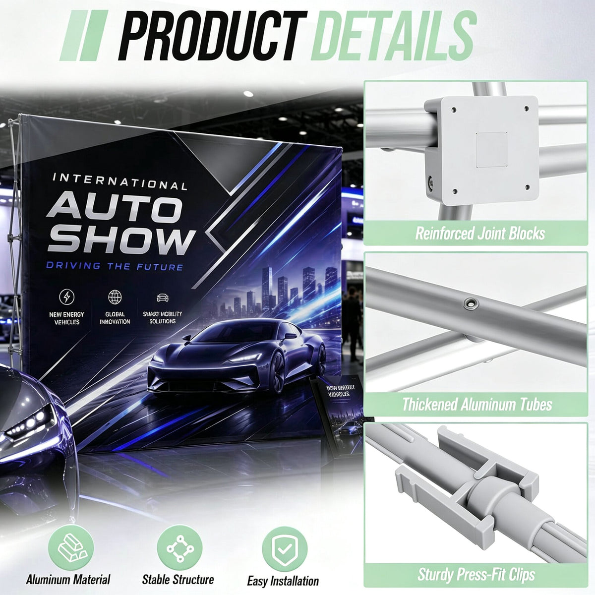 Custom Logo Pop Up Backdrop Banner, Wrinkle Resistant Quick Setup Popup Photo Backdrop for Trade Show and Event Booth