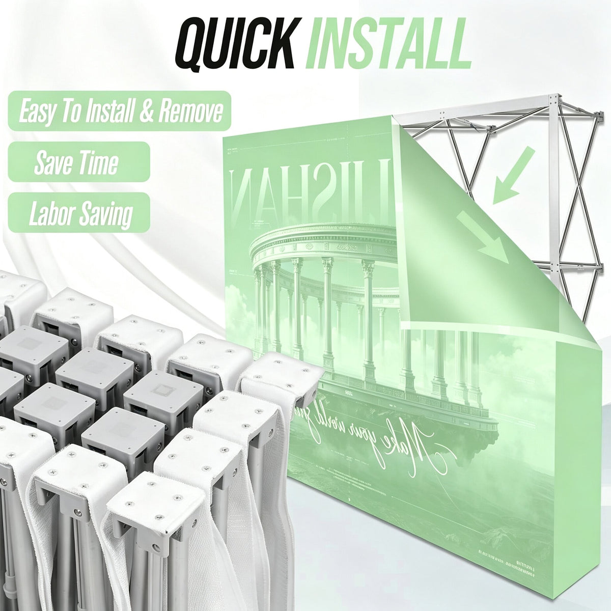 Custom Logo Pop Up Backdrop Banner, Wrinkle Resistant Quick Setup Popup Photo Backdrop for Trade Show and Event Booth