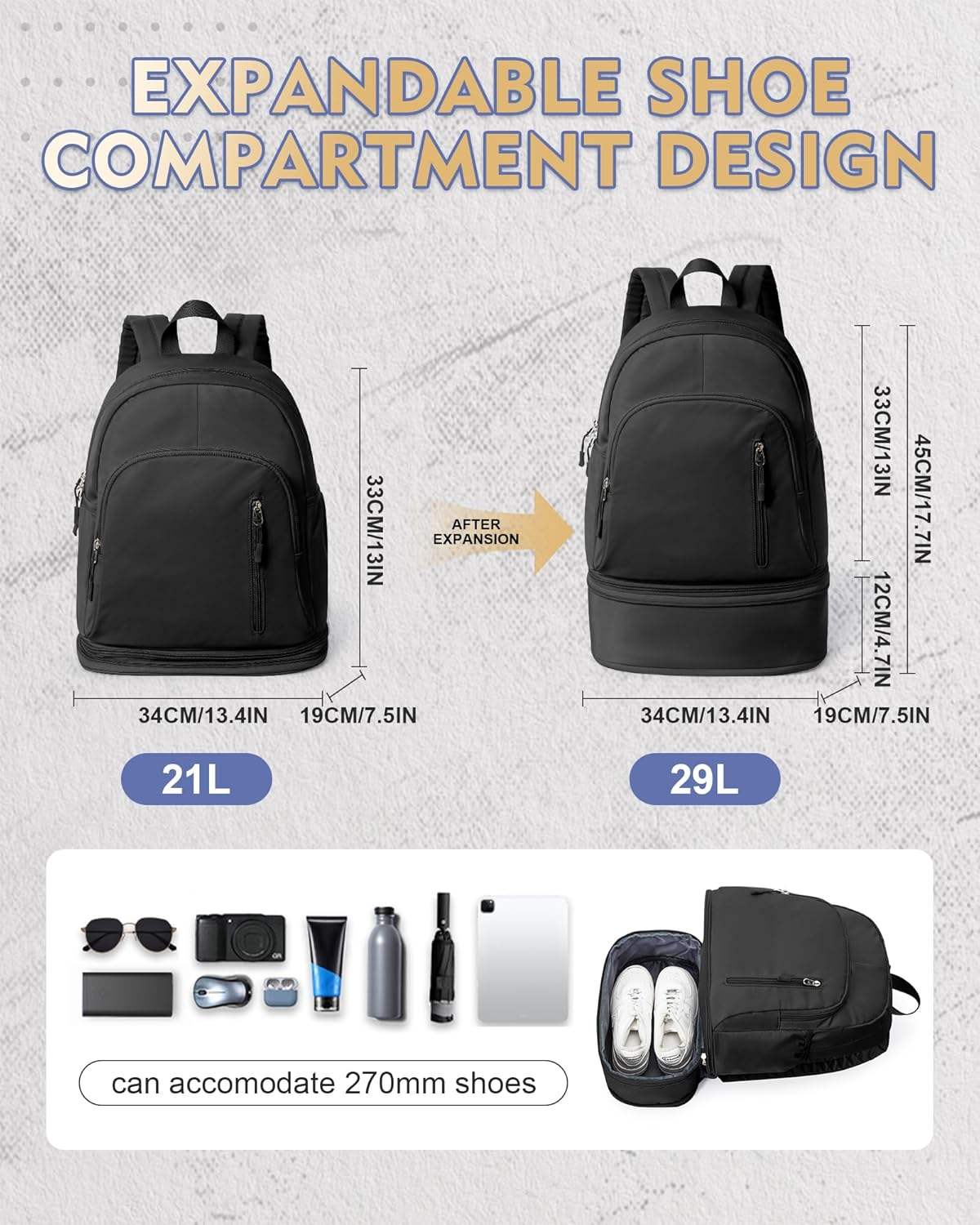 Unisex Lightweight Waterproof Sports Backpack with Shoe Compartment Eco-Friendly Durable Design Quick-Dry Gym Bag