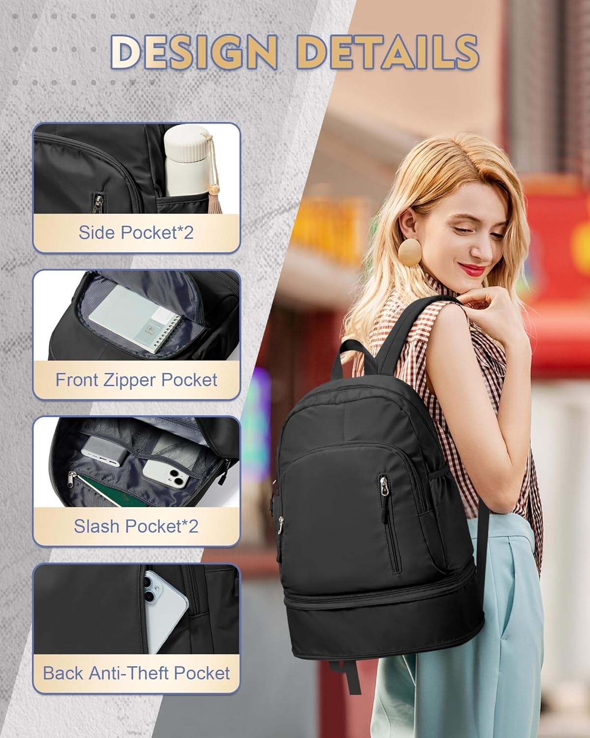 Unisex Lightweight Waterproof Sports Backpack with Shoe Compartment Eco-Friendly Durable Design Quick-Dry Gym Bag