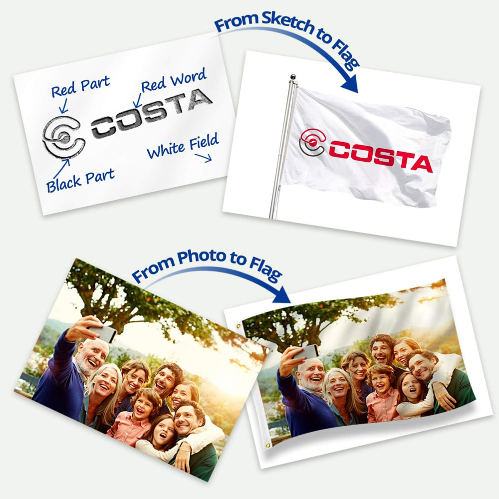 Custom Flag, Custom Printed Polyester Banner with Metal Grommets for Business Advertising & Events