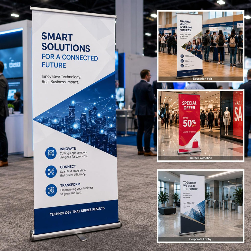Custom Printed Roll-up Banner Stand, Retractable Pull Up Banner for Trade Show, Conference & Business Promotion